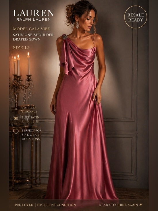 Ralph Lauren Dresses & Skirts - PromLauren Ralph Lauren Satin One-Shoulder Gown in Dusty Rose